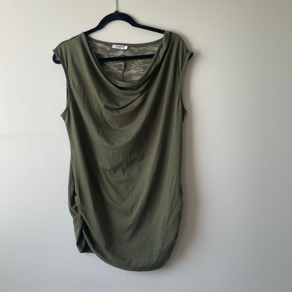New Zegaoo XL Olive Green Lace Back Cowl Neck Top Y2K Boho Chic